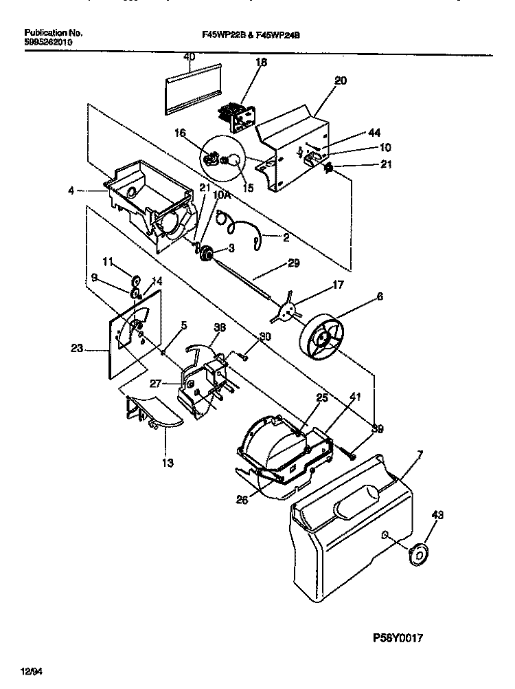 INTERIOR FREEZER COMPARTMENT Diagram and Parts List for F45WP22BD0  Frigidaire Refrigerator