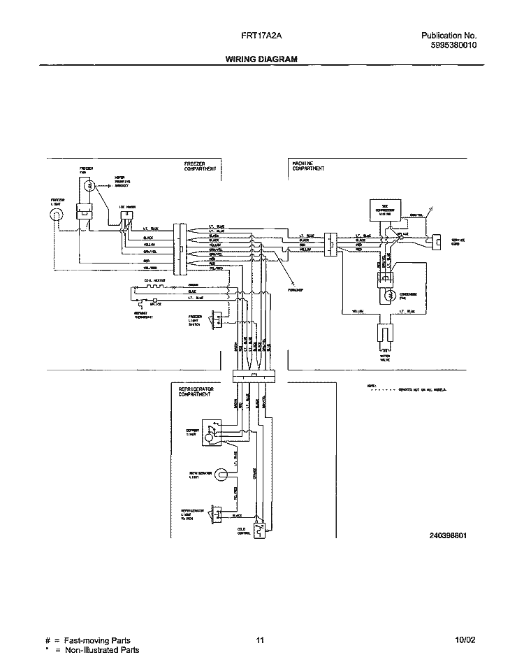 WIRING DIAGRAM Diagram and Parts List for FRT17A2AW2  Frigidaire Refrigerator