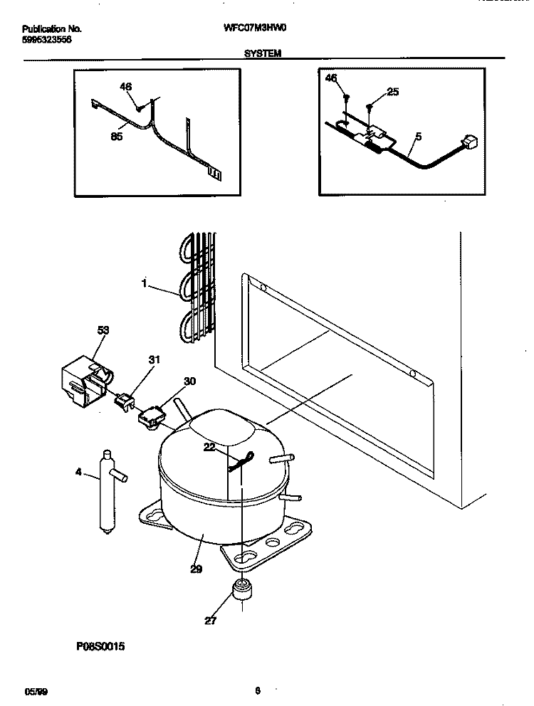 SYSTEM Diagram and Parts List for WFC07M3HW0  Frigidaire Freezer