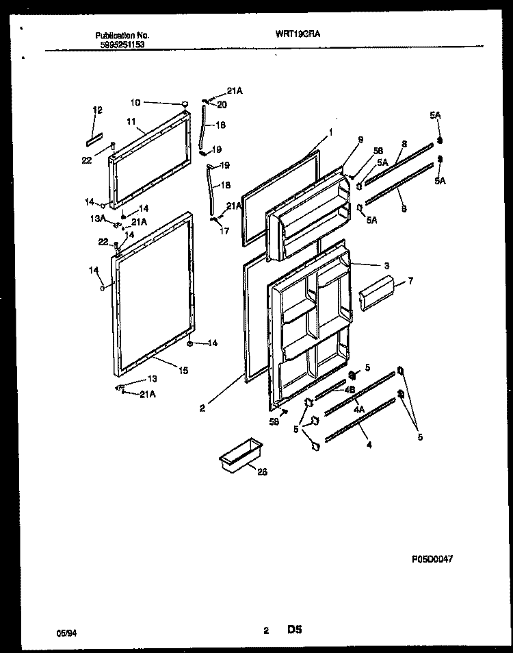 DOOR PARTS Diagram and Parts List for WRT19GRAD0  Frigidaire Refrigerator
