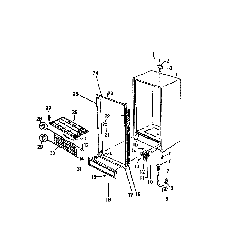 CABINET Diagram and Parts List for FU196JRW1  Frigidaire Freezer