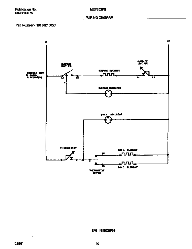 WIRING DIAGRAM Diagram and Parts List for MEF302PBWJ  Frigidaire Range