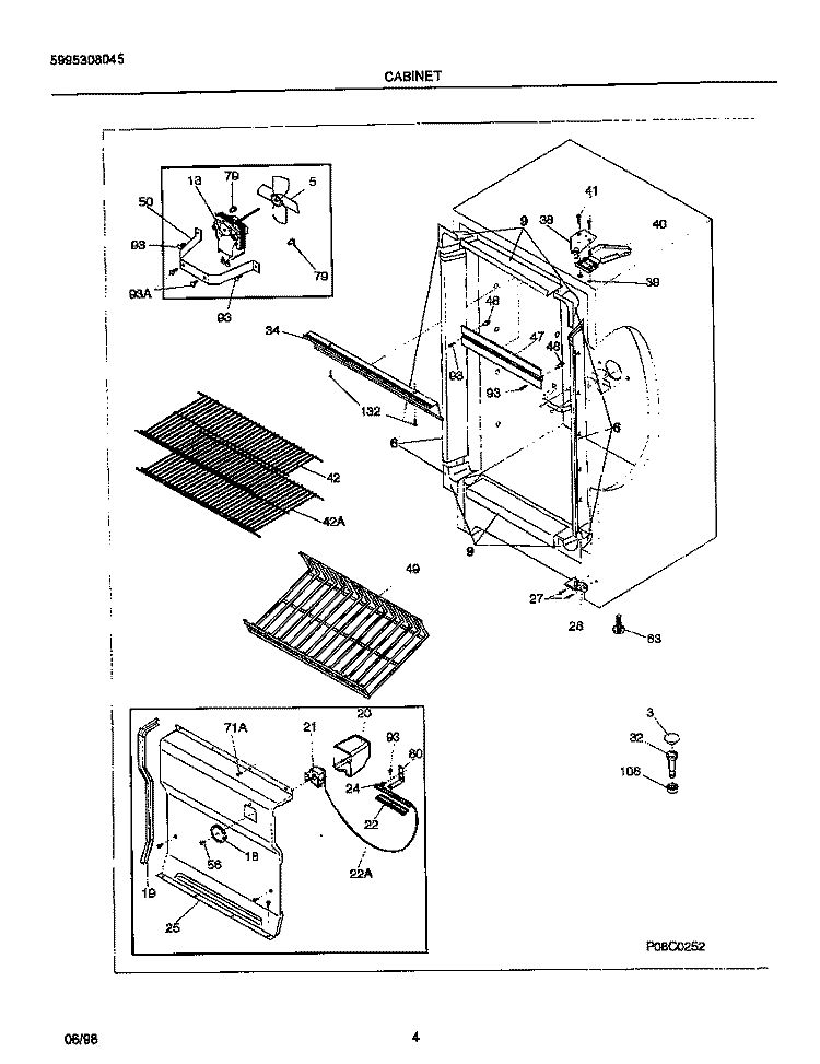 CABINET Diagram and Parts List for MFU14F1GW2  Frigidaire Freezer