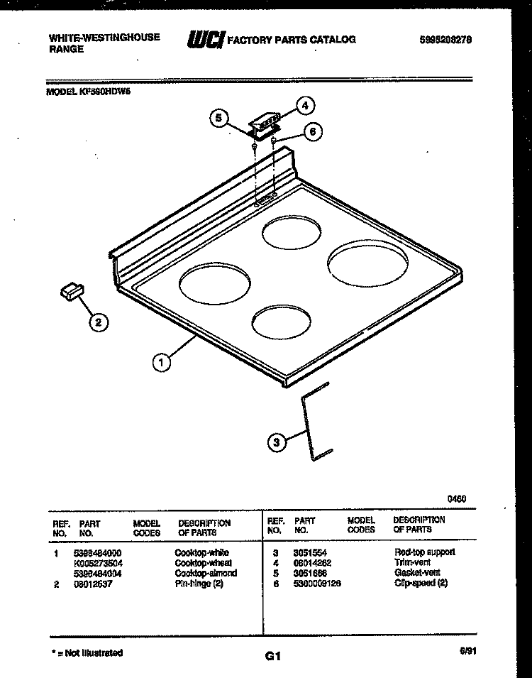 COOKTOP PARTS Diagram and Parts List for KF590HDD6  Frigidaire Range