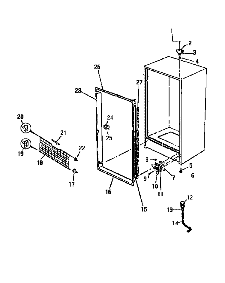 CABINET & FRAME Diagram and Parts List for FU134JRW2  Frigidaire Freezer