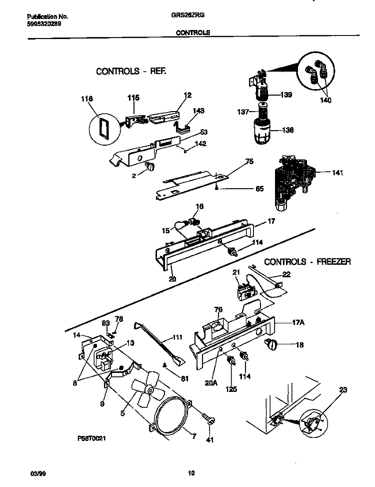 CONTROLS Diagram and Parts List for GRS26ZRGW5  Gibson Refrigerator