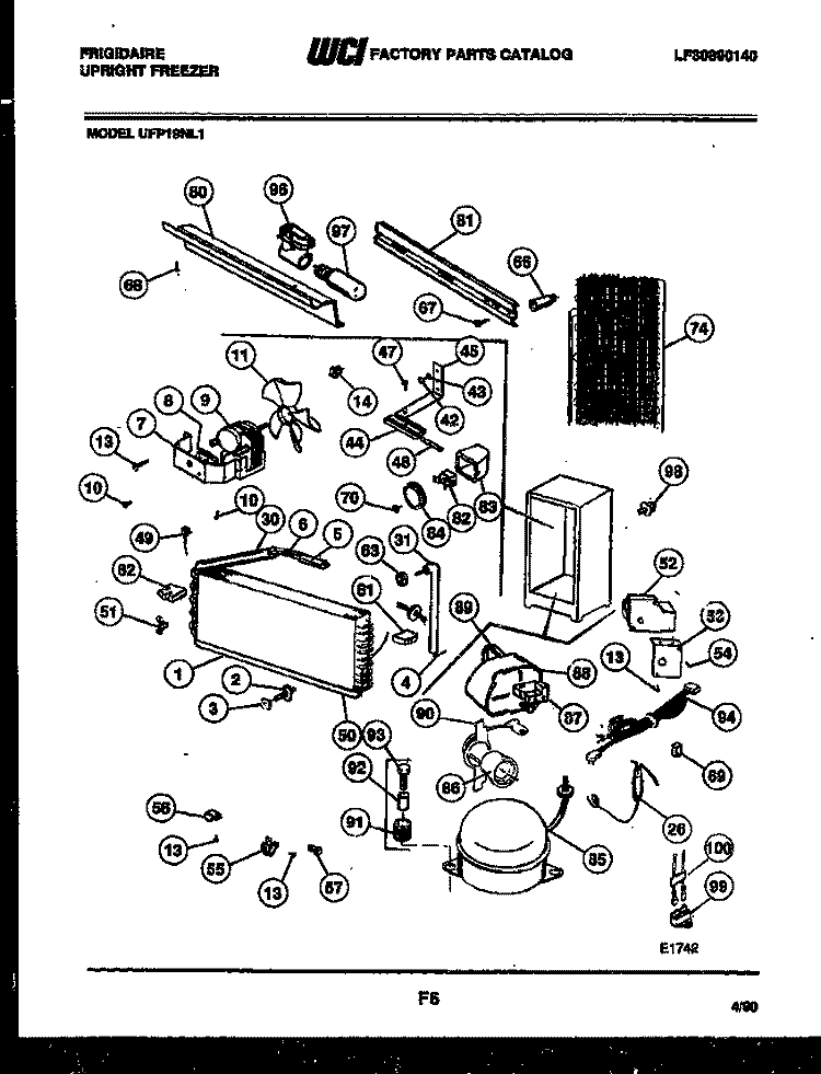 SYSTEM AND AUTOMATIC DEFROST PARTS Diagram and Parts List for UFP19NL1  Frigidaire Freezer