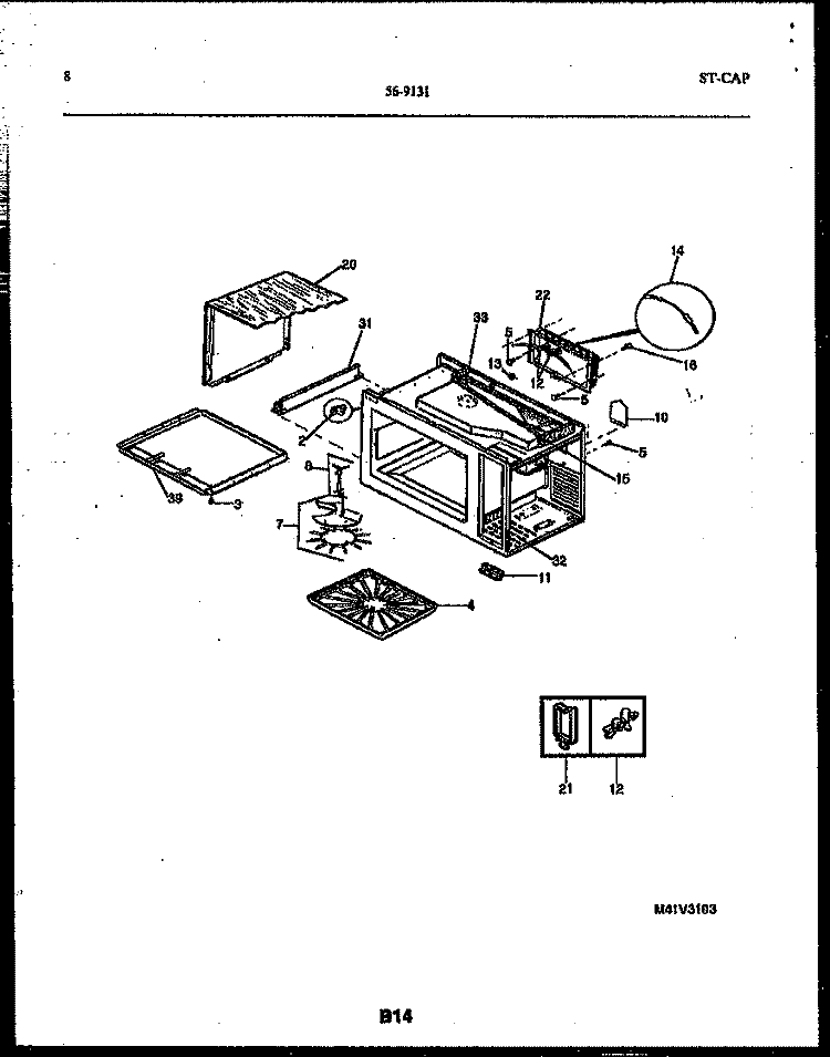 WRAPPER AND BODY PARTS Diagram and Parts List for 56-9131-10-01  Tappan Microwave