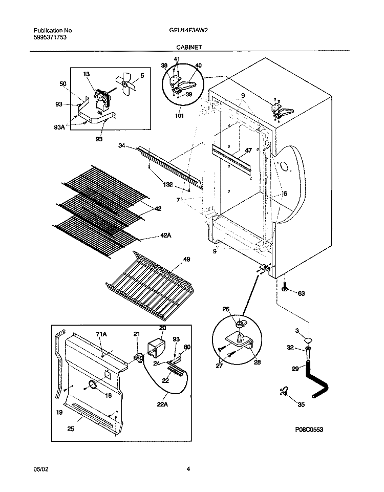 CABINET Diagram and Parts List for GFU14F3AW2  Gibson Freezer