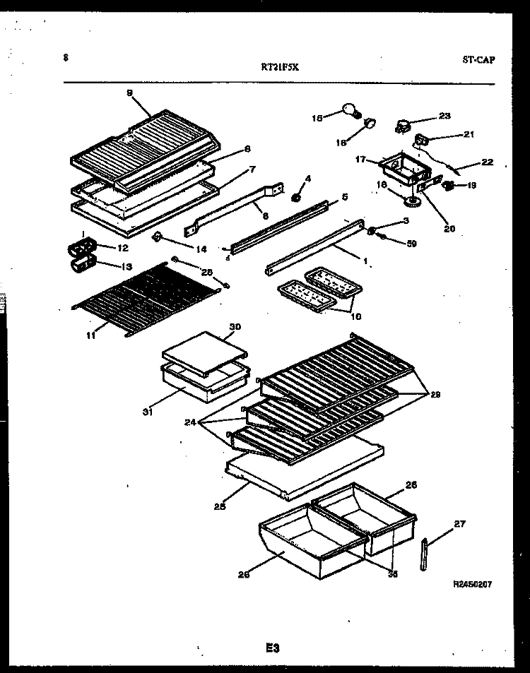 SHELVES AND SUPPORTS Diagram and Parts List for RT21F5YX3A  Gibson Refrigerator