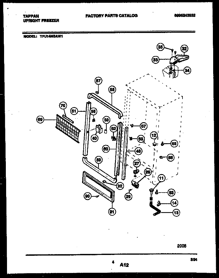 CABINET PARTS Diagram and Parts List for TFU14M5AW1  Tappan Freezer