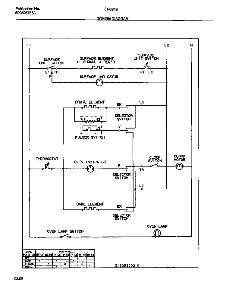 WIRING DIAGRAM Diagram and Parts List for 31-3342-23-02  Tappan Range