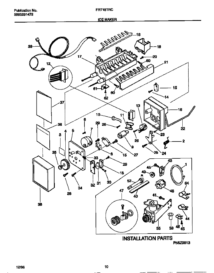 ICE MAKER Diagram and Parts List for FRT18TRCW4  Frigidaire Refrigerator