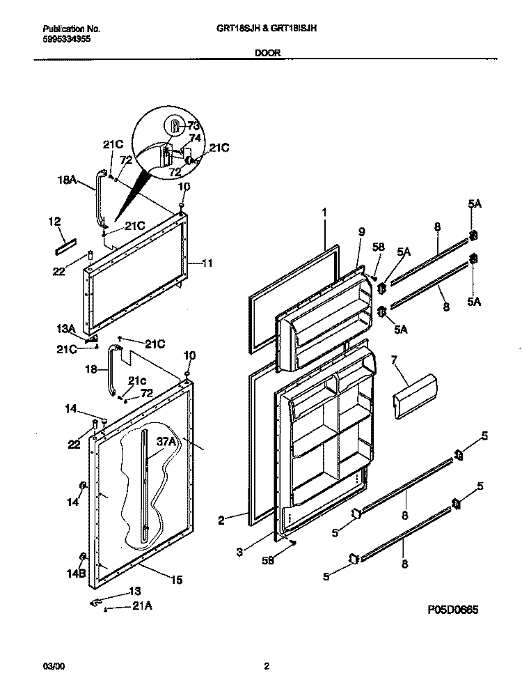 DOORS Diagram and Parts List for GRT18ISJHD1  Gibson Refrigerator