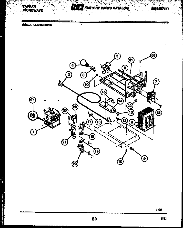 POWER CONTROL Diagram and Parts List for 56-5897-10-02  Tappan Microwave
