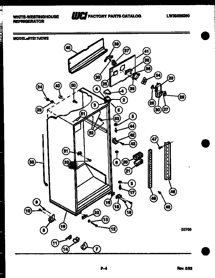 CABINET PARTS Diagram and Parts List for RT217JCH2  Frigidaire Refrigerator