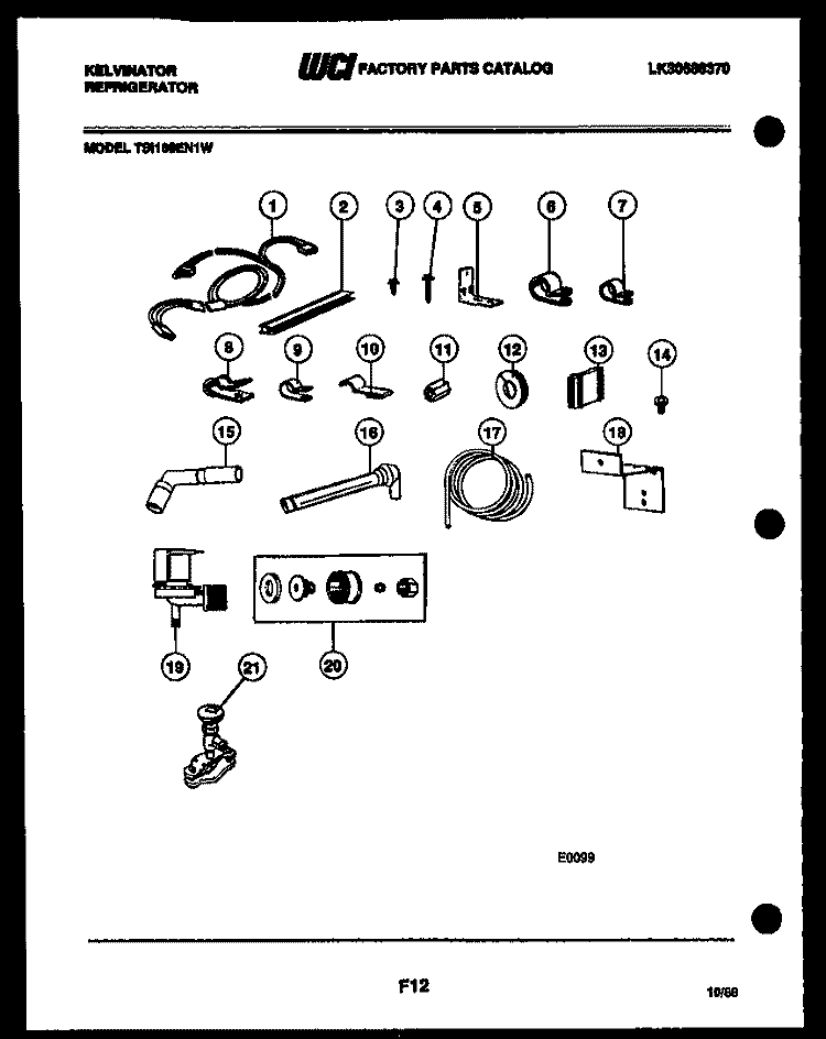 ICE MAKER INSTALLATION PARTS Diagram and Parts List for TSI180EN1F  Kelvinator Refrigerator
