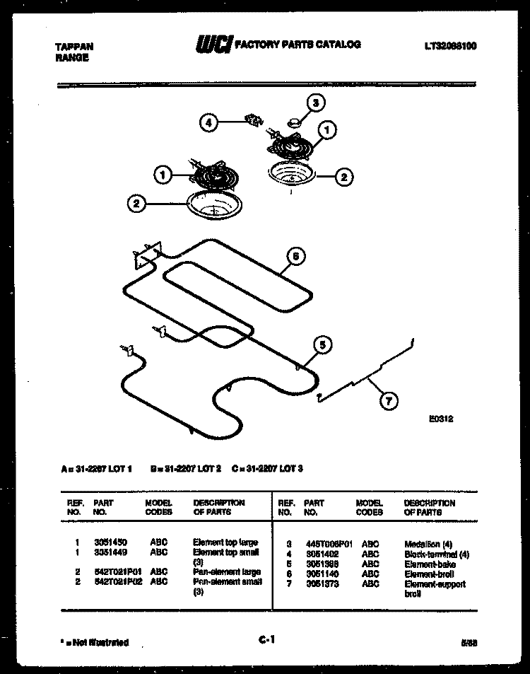 BROILER PARTS Diagram and Parts List for 31-2207-23-01  Tappan Range