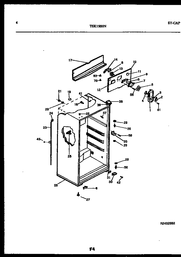 CABINET PARTS Diagram and Parts List for TSK150HN2D  Kelvinator Refrigerator