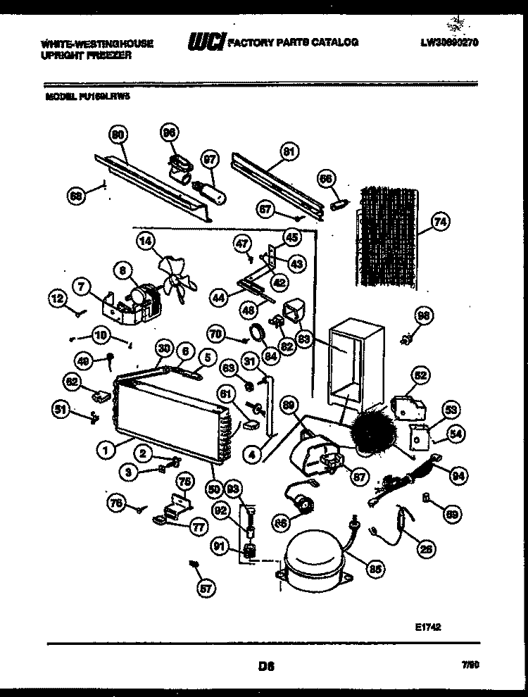 SYSTEM AND AUTOMATIC DEFROST PARTS Diagram and Parts List for FU169LRW5  Frigidaire Freezer