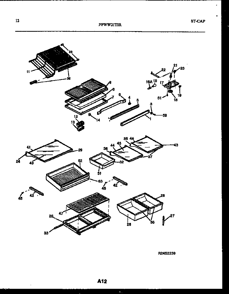 SHELVES AND SUPPORTS Diagram and Parts List for FPWW21TIRW0  Frigidaire Refrigerator