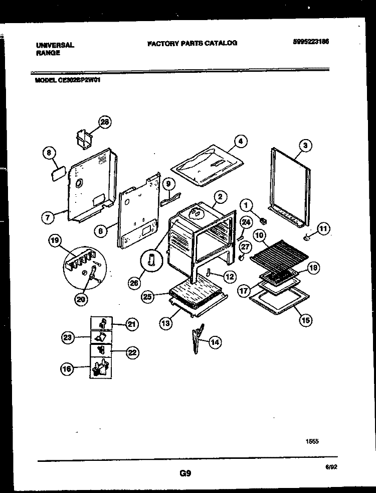 BODY PARTS Diagram and Parts List for CE302BP2WW01  Frigidaire Range