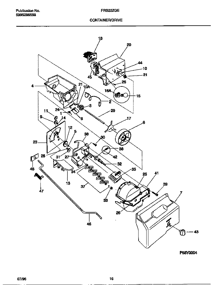 CONTAINER / DRIVE Diagram and Parts List for FRS22ZGEB0  Frigidaire Refrigerator