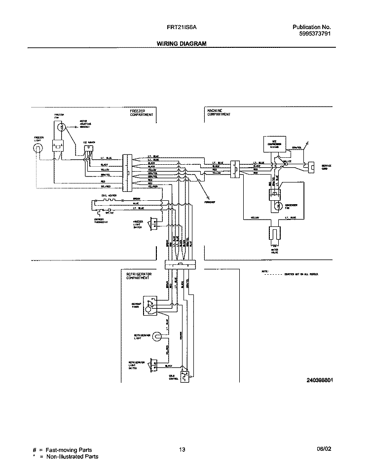 WIRING DIAGRAM Diagram and Parts List for FRT21IS6BB2  Frigidaire Refrigerator