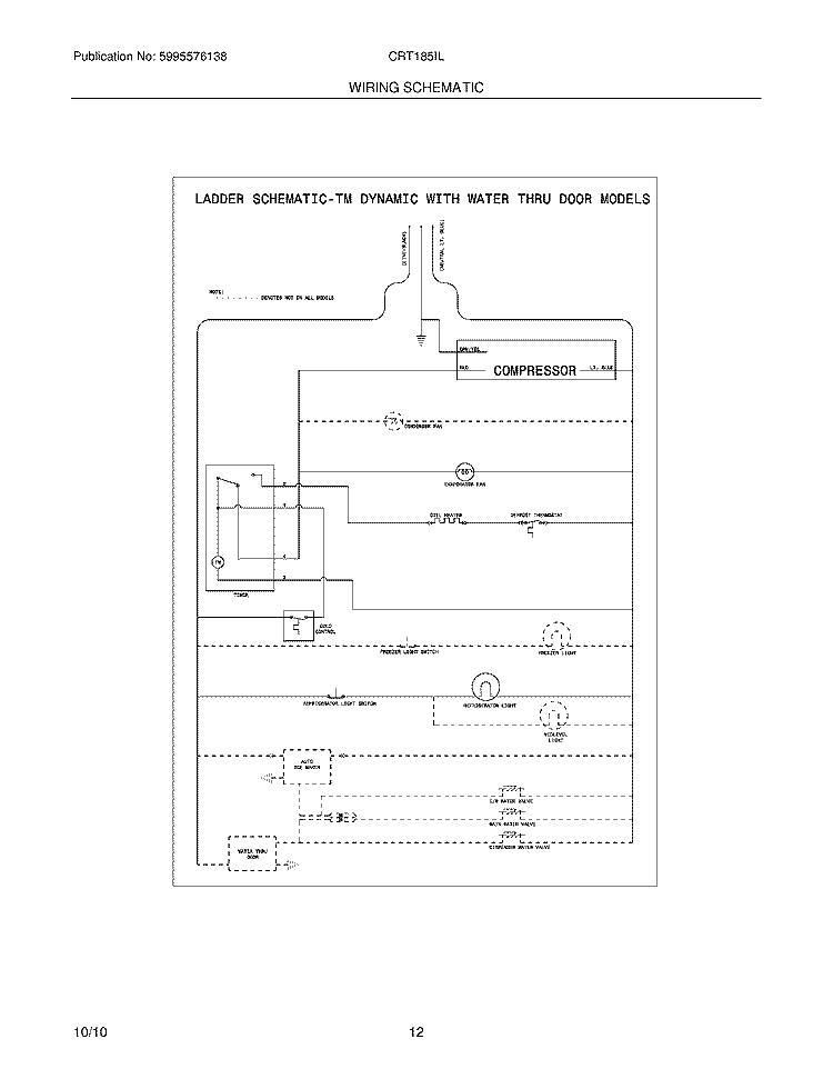 WIRING SCHEMATIC Diagram and Parts List for CRT185ILB1  Frigidaire Refrigerator