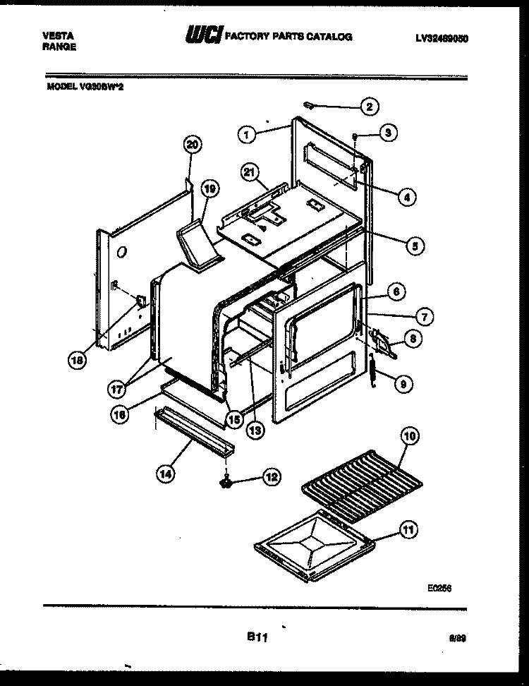 BODY PARTS Diagram and Parts List for VG30BW2  Tappan Range