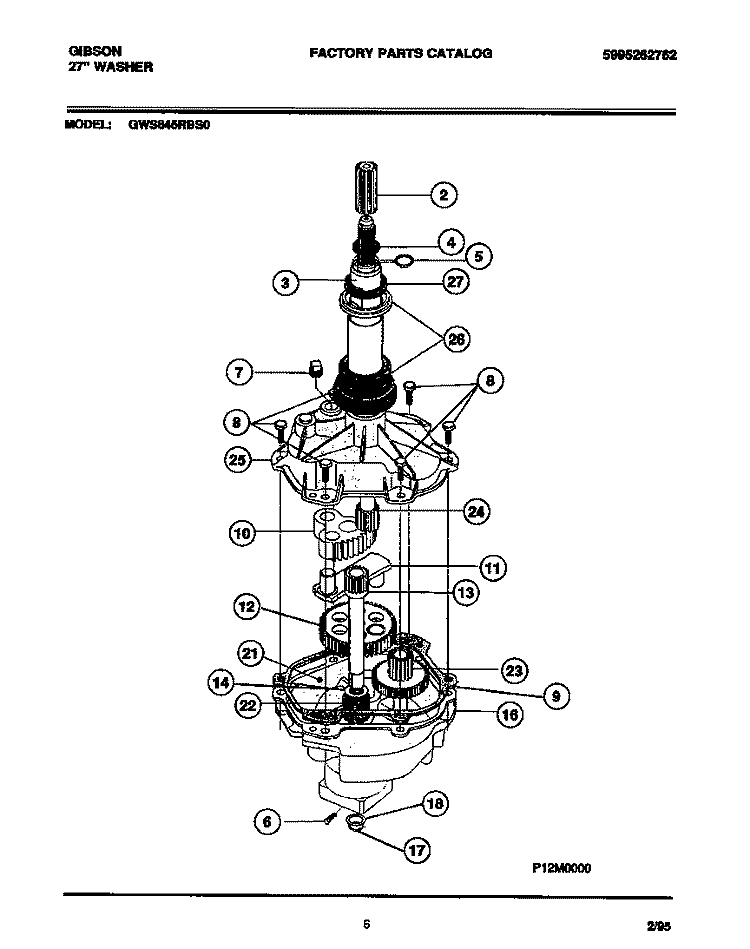 TRANSMISSION Diagram and Parts List for GWS645RBS0  Gibson Washer