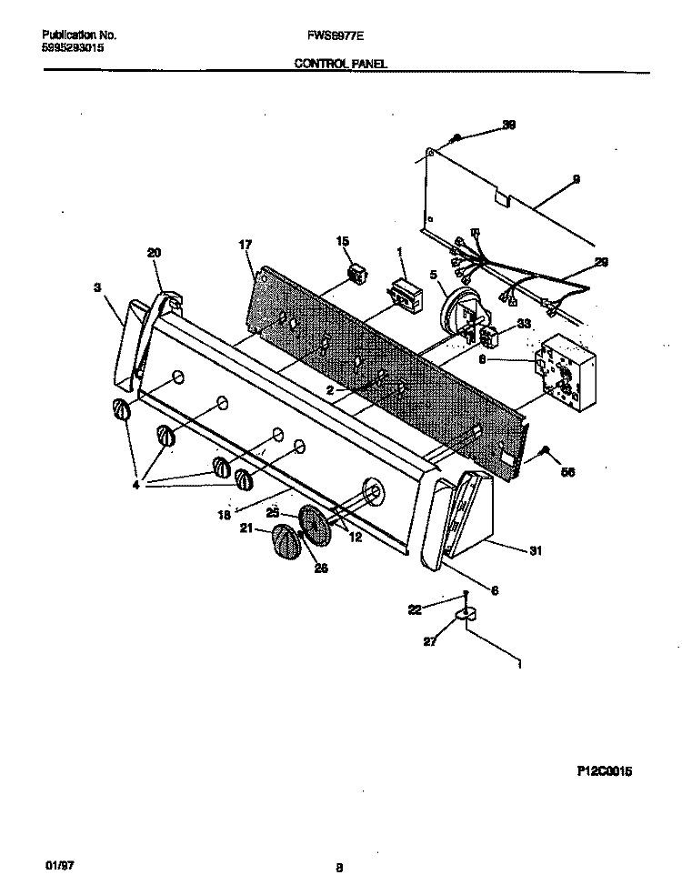 CONTROL PANEL Diagram and Parts List for FWS6977ES1  Frigidaire Washer