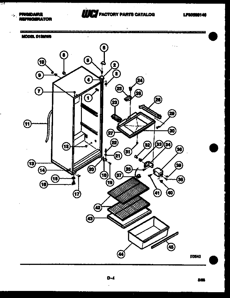 CABINET PARTS Diagram and Parts List for D13MF8  Frigidaire Refrigerator