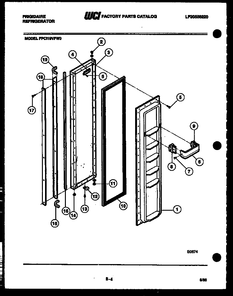 FREEZER DOOR PARTS Diagram and Parts List for FPCI19VFH0  Frigidaire Refrigerator