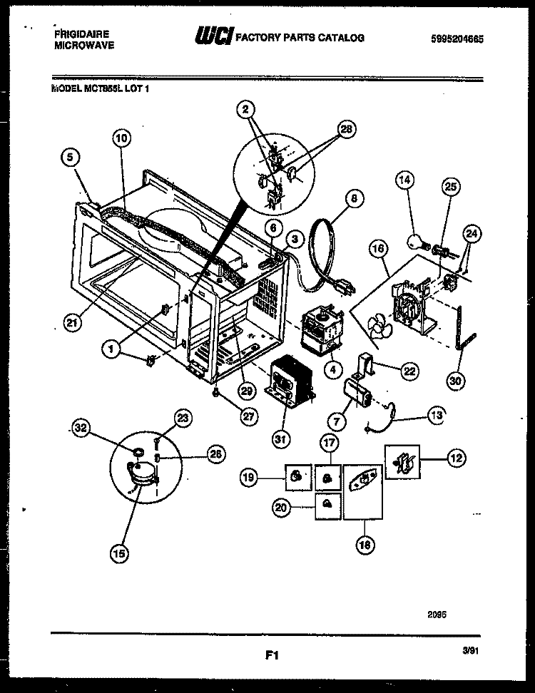FUNCTIONAL PARTS Diagram and Parts List for MCT855L1  Frigidaire Microwave
