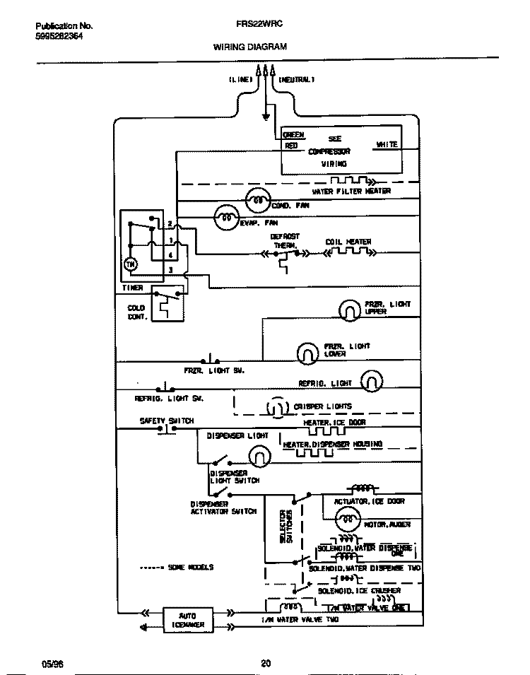 WIRING DIAGRAM Diagram and Parts List for FRS22WRCD2  Frigidaire Refrigerator