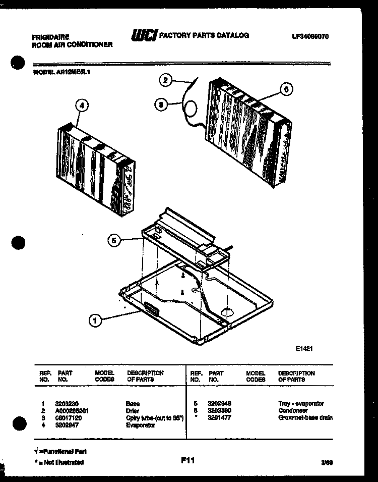 UNIT PARTS Diagram and Parts List for AR12ME5L1  Frigidaire Air Conditioner