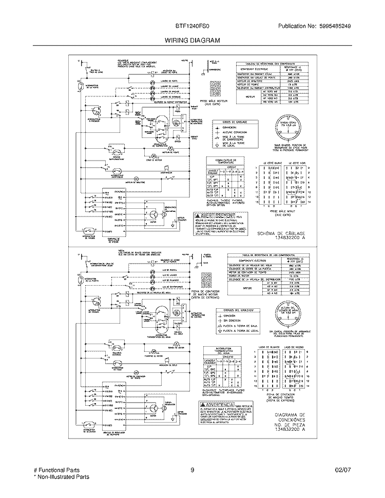 WIRING DIAGRAM Diagram and Parts List for BTF1240FS0  Crosley Washer