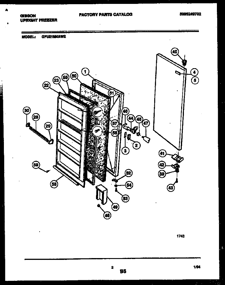 DOOR PARTS Diagram and Parts List for GFU21M4AW2  Gibson Freezer