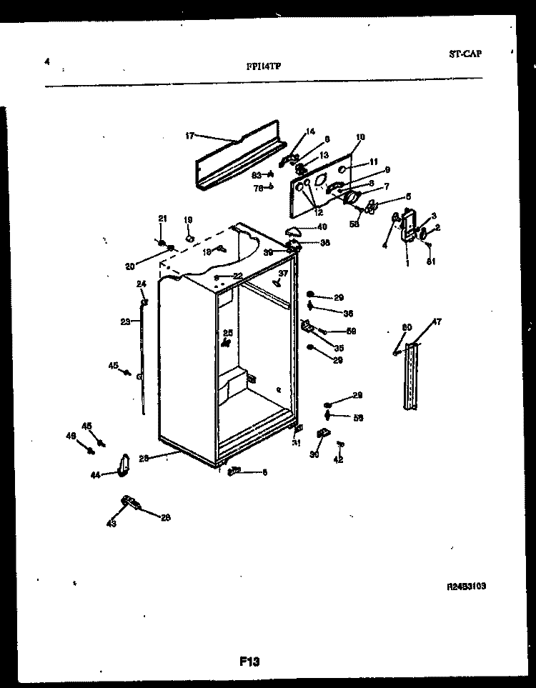 CABINET PARTS Diagram and Parts List for FPI14TPW1  Frigidaire Refrigerator