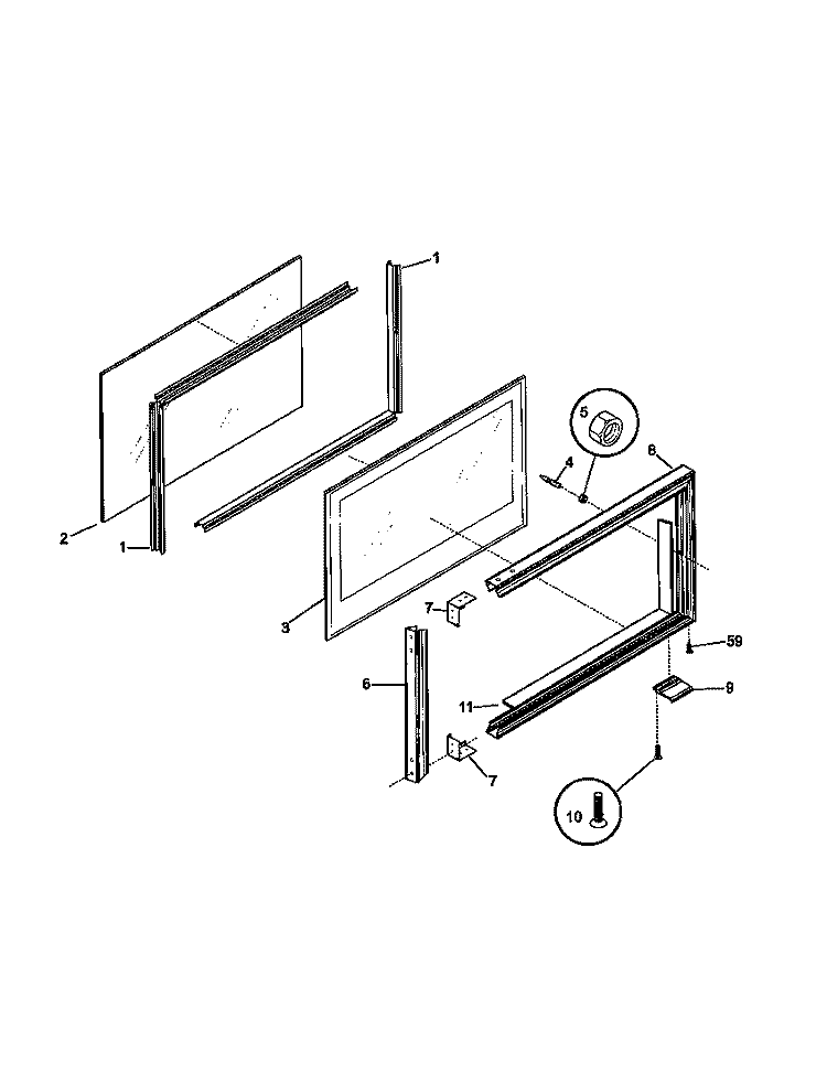 UPPER DOOR Diagram and Parts List for TGO356BHD3  Tappan Range