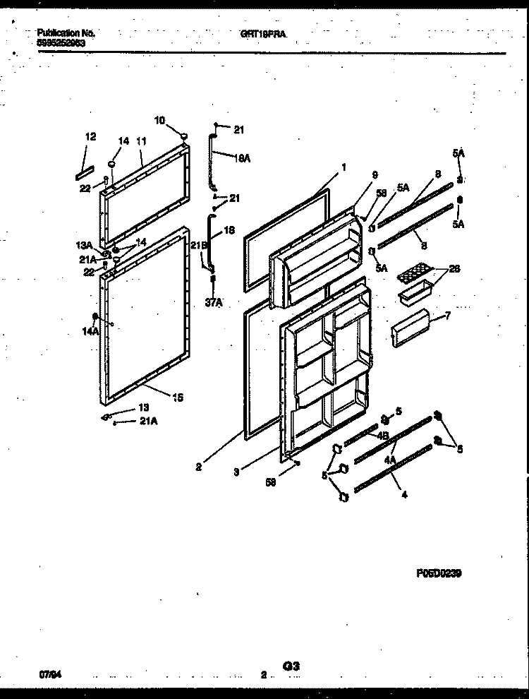 DOOR PARTS Diagram and Parts List for GRT19PRAW1  Gibson Refrigerator