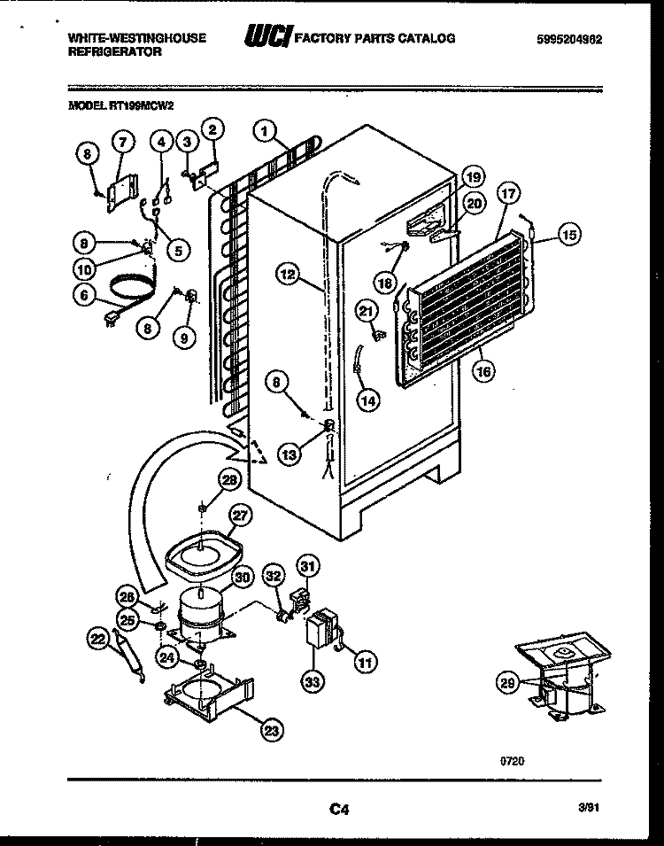 SYSTEM AND AUTOMATIC DEFROST PARTS Diagram and Parts List for RT199MCD2  Frigidaire Refrigerator