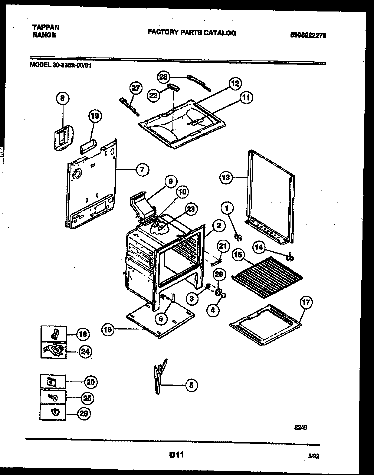 BODY PARTS Diagram and Parts List for 30-3352-00-01  Tappan Range