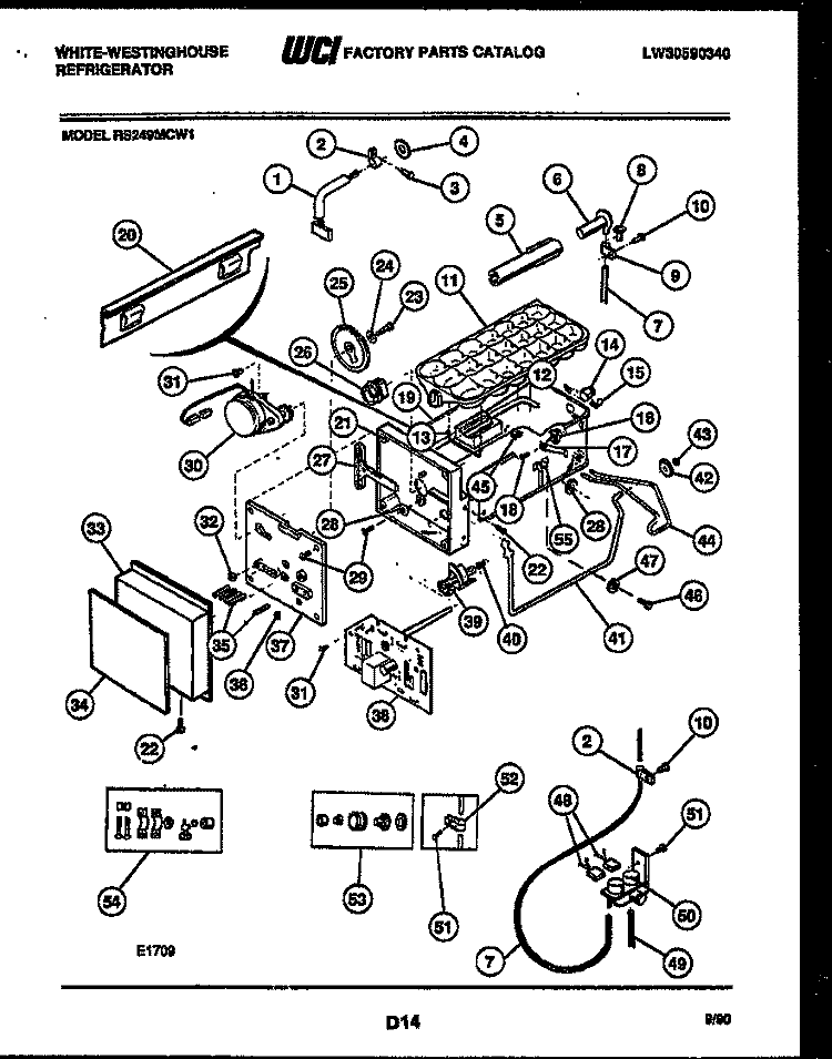 ICE MAKER AND INSTALLATION PARTS Diagram and Parts List for RS249MCD1  Frigidaire Refrigerator