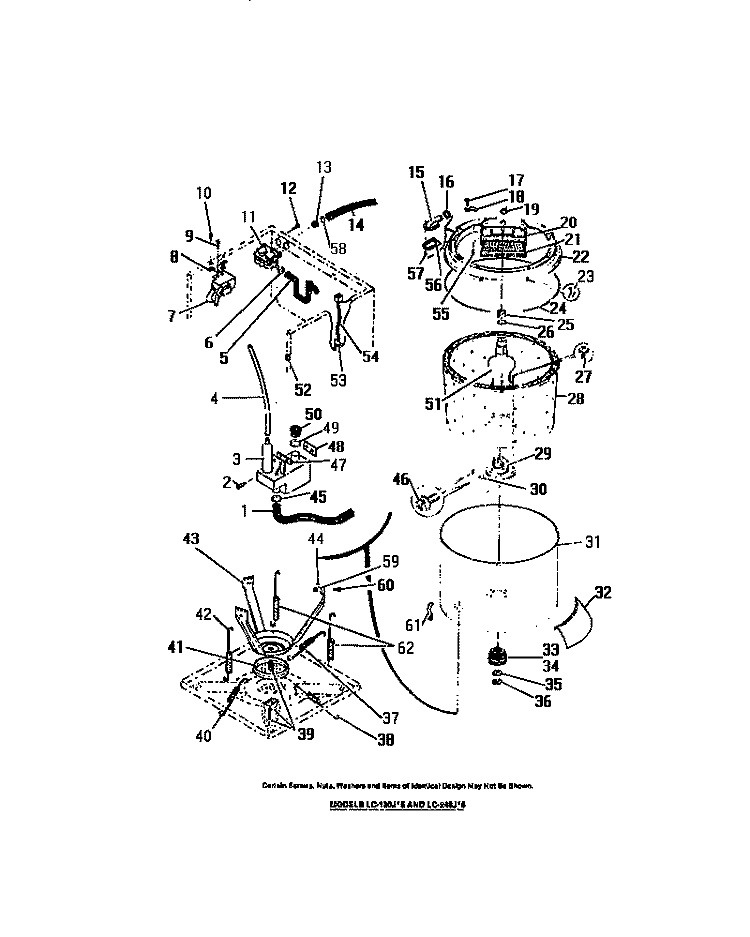 WASHER TUBS, SUBTOP, WATER VALVE, S Diagram and Parts List for LC248JW6  Frigidaire Washer Dryer Combo