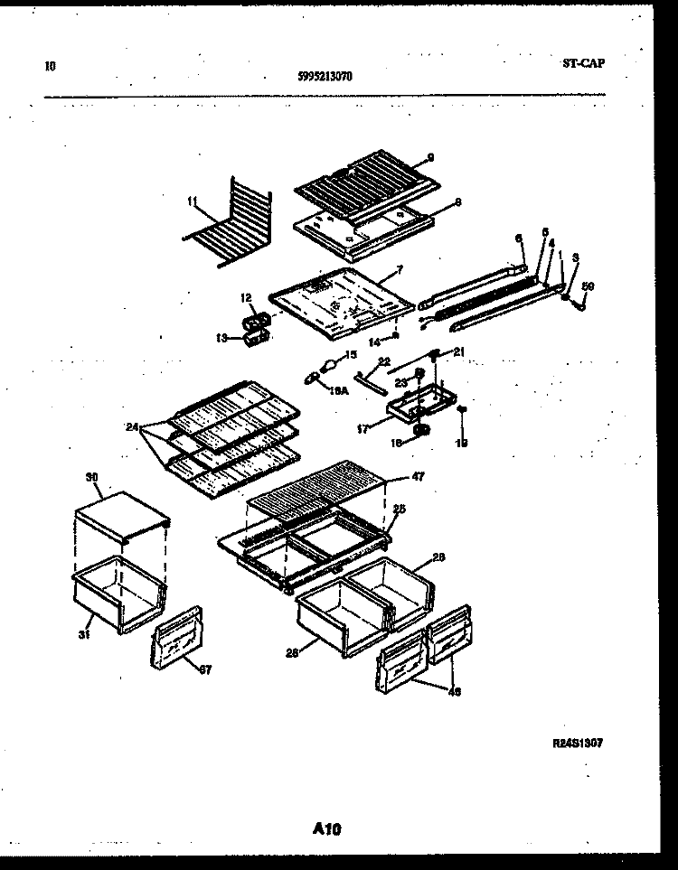 SHELVES AND SUPPORTS Diagram and Parts List for RT185NCW0  Frigidaire Refrigerator