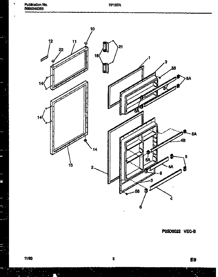 DOOR PARTS Diagram and Parts List for FP18TAL0  Frigidaire Refrigerator