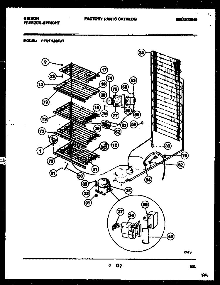 SYSTEM AND ELECTRICAL PARTS Diagram and Parts List for GFU17M4AW1  Gibson Freezer