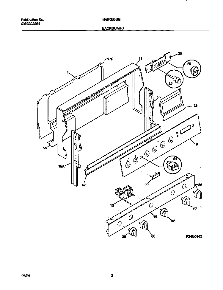 BACKGUARD Diagram and Parts List for MGF336BGWA  Frigidaire Range